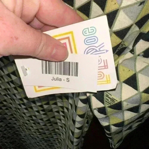 Lularoe small lime green &‎ black geometric  Julia T-shirt pencil dress NWT. - Picture 5 of 8